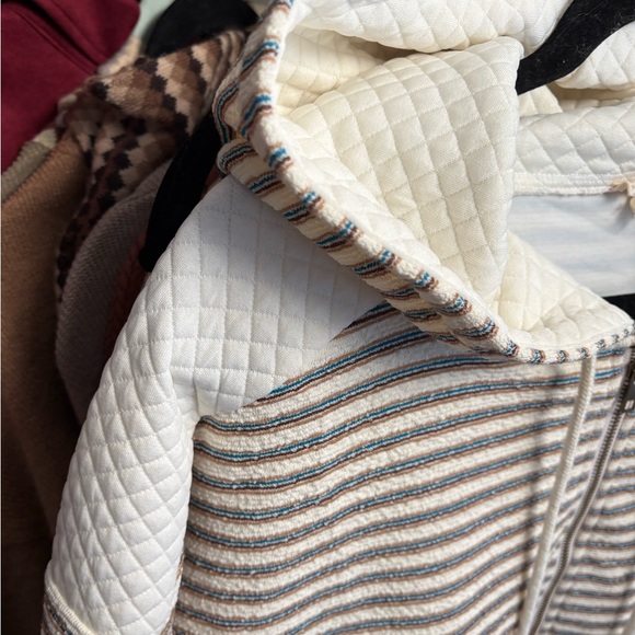 Hem & Thread Striped Utility Jacket in Cream and Brown - Picture 6 of 7